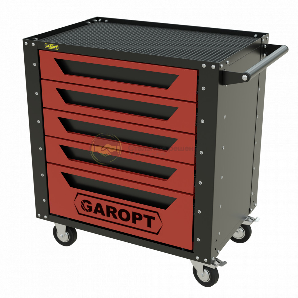 Тележка инструментальная Garopt серия Low-cost 5 ящиков красная